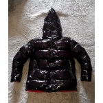 New unisex glossy nylon winter jacket wet look reversible down pullover