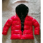 New unisex glossy nylon winter jacket wet look reversible down pullover