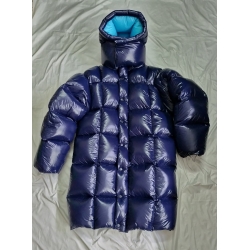 New shiny nylon wet look overfilled winter jacket down jacket with square quilting customized