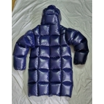 New shiny nylon wet look overfilled winter jacket down jacket with square quilting customized