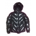 New unisex shiny nylon v-quilted wet look puffy down jacket down parka