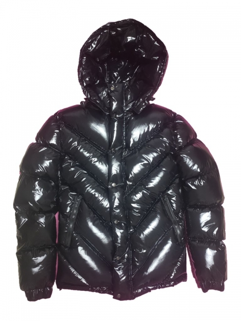 New unisex shiny nylon v quilted wet look puffy down jacket down parka