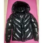 New unisex shiny nylon v-quilted wet look puffy down jacket down parka