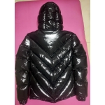 New unisex shiny nylon v-quilted wet look puffy down jacket down parka