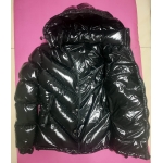 New unisex shiny nylon v-quilted wet look puffy down jacket down parka