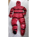 New unisex bondage shiny nylon winter overalls wet look down suit custom made