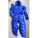 New unisex puffy shiny nylon winter overalls wet look down suit DS116PE000b customized