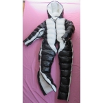 New unisex shiny nylon winter overalls wet look down suit 4 ways wear