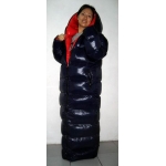 New unisex shiny nylon quilted winter coat wet look puffa reversible bubble down coat M - 3XL