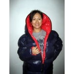 New unisex shiny nylon quilted winter coat wet look puffa reversible bubble down coat M - 3XL