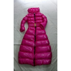 New shiny nylon wet look long winter coat quilted down coat M - 3XL