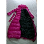 New shiny nylon wet look long winter coat quilted down coat M - 3XL