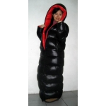 New unisex shiny nylon quilted winter coat wet look puffa reversible bubble down coat M - 3XL