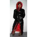 New unisex shiny nylon quilted winter coat wet look puffa reversible bubble down coat M - 3XL