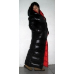 New unisex shiny nylon quilted winter coat wet look puffa reversible bubble down coat M - 3XL