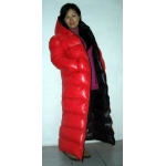 New unisex shiny nylon quilted winter coat wet look puffa reversible bubble down coat M - 3XL