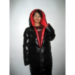 New unisex shiny nylon quilted winter coat wet look puffa reversible bubble down coat M - 3XL