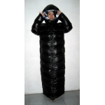 New unisex shiny nylon quilted winter coat wet look puffa reversible bubble down coat M - 3XL