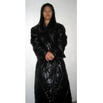 New shiny nylon wet look bathrobe night robe house coat dressing gown