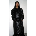 New shiny nylon wet look bathrobe night robe house coat dressing gown