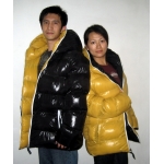 New unisex glossy nylon padded winter jacket wet look puffer reversible bubble down jacket size S-3XL