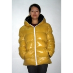 New unisex glossy nylon padded winter jacket wet look puffer reversible bubble down jacket size S-3XL