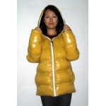 New unisex glossy nylon padded winter jacket wet look puffer reversible bubble down jacket size S-3XL