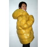 New unisex glossy nylon padded winter jacket wet look puffer reversible bubble down jacket size S-3XL