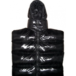 New shiny nylon wet look puffa mummy sleeping sack down sleeping bag black custom made