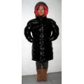 New unisex shiny nylon quilted winter coat wet look puffer down coat