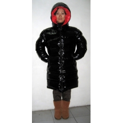 New unisex shiny nylon quilted winter coat wet look puffer down coat