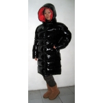 New unisex shiny nylon quilted winter coat wet look puffer down coat