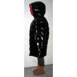 New unisex shiny nylon quilted winter coat wet look puffer down coat