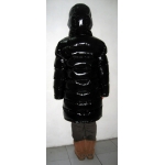 New unisex shiny nylon quilted winter coat wet look puffer down coat