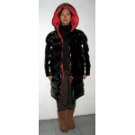 New unisex shiny nylon quilted winter coat wet look puffer down coat