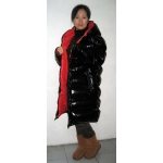 New unisex shiny nylon quilted winter coat wet look puffer down coat