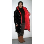 New unisex shiny nylon quilted winter coat wet look puffer down coat