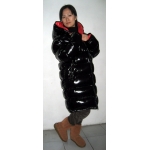 New unisex shiny nylon quilted winter coat wet look puffer down coat