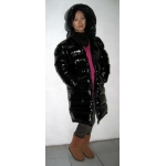 New unisex shiny nylon quilted winter coat wet look puffer down coat