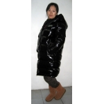 New unisex shiny nylon quilted winter coat wet look puffer down coat