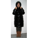 New unisex shiny nylon quilted winter coat wet look puffer down coat