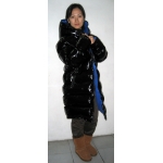 New unisex shiny nylon quilted winter coat wet look puffer down coat