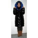 New unisex shiny nylon quilted winter coat wet look puffer down coat