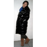 New unisex shiny nylon quilted winter coat wet look puffer down coat