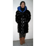 New unisex shiny nylon quilted winter coat wet look puffer down coat