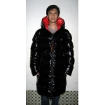 New unisex shiny nylon quilted winter coat wet look puffer down coat