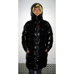 New unisex shiny nylon quilted winter coat wet look puffer down coat