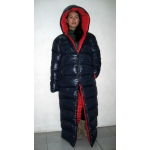 New unisex shiny nylon quilted winter coat wet look reversible down coat M - 3XL