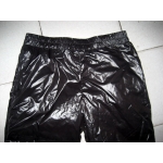 New unisex shiny nylon wet look sport trousers training jogging trouser black
