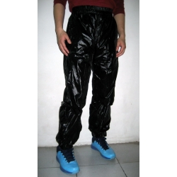 New unisex shiny nylon wet look sport trousers training jogging trouser black